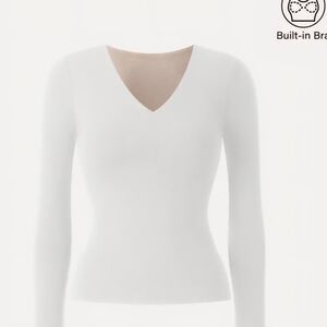 OGL White V-Neck Long Sleeve Top